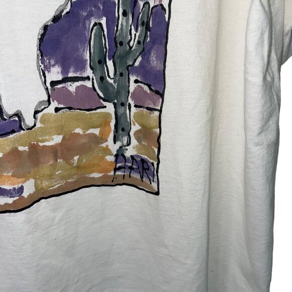 Hari 1993 Vintage Mens Tee Shirt  Size XL White Hand Painted Southwest Theme - Picture 3 of 7
